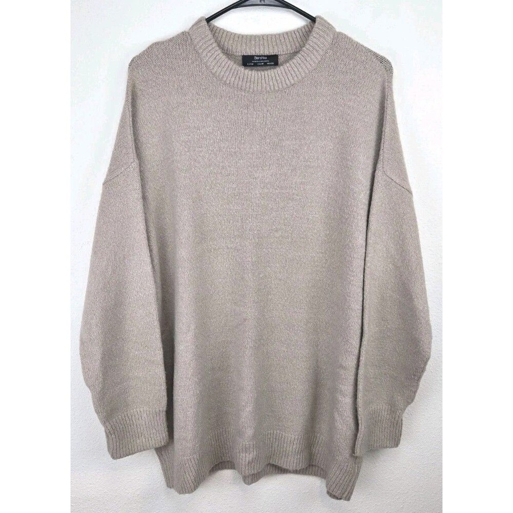Bershka - Oversized Sweater - Sz M - Beige - Crew Pullover - Soft Comfy Warm